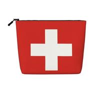 TYUMH Trousse de maquillage monocouche imitation chanvre avec drapeau suisse, portable, adaptée pour la vie quotidienne, les voyages et les sorties.