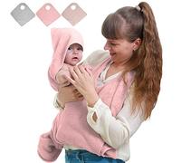 Tyuodna Serviette de bain à capuche pour bébé, mains libres, coton doux et absorbant pour nouveau-né, serviette tablier, cadeaux personnalisés pour bébé garçon et fille (rose), 90 x 90 cm