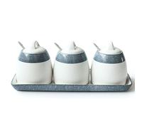 TYUrmiui Sucrier, White Farmhouse Sugar Pot Salt Bowl Seasoning Box Spice Jars,