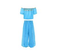 TYUSGH Haut de danse du ventre indien pour filles - Costume de danse du ventre - Tissu bleu clair