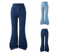 TYUSGH Jeans évasés pour filles - Pantalon skinny bootcut en denim pour enfants - Coupe ajustée - Style vintage décontracté - Tenue scolaire, noir foncé, 17-18 ans