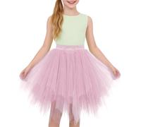TYUSGH Jupe tutu de danse en tulle pour filles - Style décontracté - Couleur unie - Taille élastique - Mini jupe - Vêtements mignons pour enfants, rose, 2-8 ans