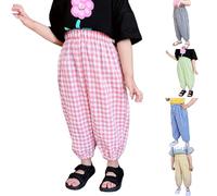 TYUSGH Pantalon à carreaux pour petite fille - Pantalon d'été décontracté - Léger - Taille élastique - Pour un usage quotidien, Noir , 18-24 mois