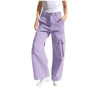 TYUSGH Pantalon cargo ample avec plusieurs poches pour adolescentes, violet, 12-13 ans