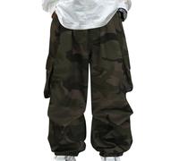 TYUSGH Pantalon cargo d'été camouflage taille élastique pantalon de parachute pour enfants Hip Hop Baggy Jambe large Jogging avec plusieurs poches Teen Y2K Streetwear, Vert noir, 9-10 ans