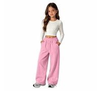 TYUSGH Pantalon de jogging à jambe large taille haute à ourlet ouvert pour jeunes filles