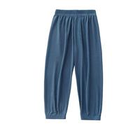 TYUSGH Pantalon décontracté d'été pour petite fille - Jambe fuselée - Pantalon baggy uni à taille élastique - Pantalon de jogging léger - Pantalon d'école pour un usage quotidien, bleu, 18-24 mois