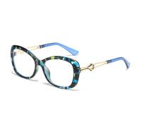 TYUVIVO Lunettes anti-lumière bleue rétro léopard, monture ajourée, unisexe (léopard bleu)