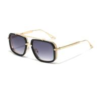 TYUVIVO Lunettes de soleil de luxe rétro à double pont en métal pour femmes, style punk, protection UV400 (dégradé noir et gris)