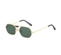 TYUVIVO Lunettes de soleil Fashion Polygon en métal pour femmes, style rétro dégradé UV400, tendance pour hommes (doré, vert foncé)
