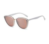 TYUVIVO Lunettes de soleil œil de chat vintage pour femmes, verres miroir UV400, tendance et luxueuses (blanc-rose-marron)