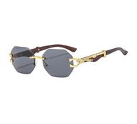 TYUVIVO Lunettes de soleil octogonales léopard doré sans monture femmes pour hommes lunettes de soleil vintage de luxe lunettes d'extérieur punk populaires, noir, taille unique