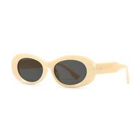 TYUVIVO Lunettes de soleil ovales classiques à rivets pour femmes et hommes, de luxe, vintage, populaire, punk, JUv400 (beige, jaune, noir)