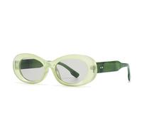 TYUVIVO Lunettes de soleil ovales classiques à rivets pour femmes et hommes, de luxe, vintage, populaire, punk, JUv400 (vert clair et noir)