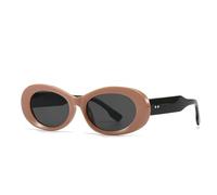 TYUVIVO Lunettes de soleil ovales classiques à rivets pour femmes et hommes, de luxe, vintage, populaire, punk, JUv400 (café noir)