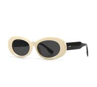 TYUVIVO Lunettes de soleil ovales classiques à rivets pour femmes et hommes, de luxe, vintage, populaire, punk, JUv400 (beige, blanc, noir)