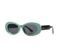 TYUVIVO Lunettes de soleil ovales classiques à rivets pour femmes et hommes, de luxe, vintage, punk, JUv400 (vert et noir)