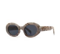 TYUVIVO Lunettes de soleil ovales étroites style urbain charmantes (gris dégradé)