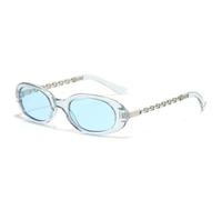 TYUVIVO Lunettes de soleil ovales rétro à petit cadre, imprimé léopard, style homme, protection UV400 (gris-bleu)