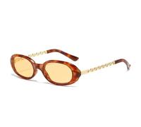 TYUVIVO Lunettes de soleil ovales rétro à petit motif léopard pour femmes et hommes, protection UV400 (léopard champagne)