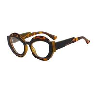 TYUVIVO Lunettes de soleil ovales rétro uniques à double couleur pour femmes, mode, dégradé clair UV400, style punk léopard (léopard noir transparent)