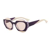 TYUVIVO Lunettes de soleil ovales rétro uniques à double couleur pour femmes, verres dégradés transparents UV400, style punk léopard (violet champagne)