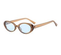 TYUVIVO Lunettes de soleil ovales tendance pour femmes, classiques, vintage, pour hommes, UV400 (bleu thé)