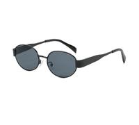 TYUVIVO Lunettes de soleil ovales tendance pour femmes et hommes, monture métallique de luxe, verres solaires pour femmes, verres ronds vintage, C4 noir gris, taille unique