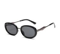 TYUVIVO Lunettes de soleil ovales vintage pour femmes, lunettes de mode à dégradé UV400, style punk léopard (noir gris anthracite)