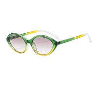 TYUVIVO Lunettes de soleil ovales vintage pour femmes, verres de luxe rétro à la mode, UV400 (vert et jaune)