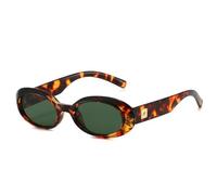 TYUVIVO Lunettes de soleil rétro classiques ovales pour femmes, verres champagne, protection UV400, rivets tendance pour hommes (léopard vert foncé)