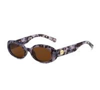 TYUVIVO Lunettes de soleil rétro classiques ovales, verres champagne, protection UV400, motif rivets tendance (violet thé)