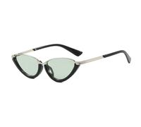 TYUVIVO Lunettes de soleil rétro demi-monture œil de chat pour femmes, style luxueux, dégradé, polyvalentes, mode urbaine, tendance pour hommes, protection UV400 (noir et vert)