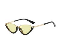 TYUVIVO Lunettes de soleil rétro demi-monture œil de chat pour femmes, style luxueux, dégradé, polyvalentes, mode urbaine, tendance homme, protection UV400 (noir et jaune)