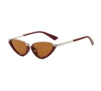 TYUVIVO Lunettes de soleil rétro demi-monture œil de chat pour femmes, style luxueux, dégradé, polyvalentes, mode urbaine, tendance pour hommes, protection UV400 (rouge-brun).