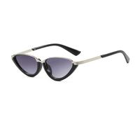 TYUVIVO Lunettes de soleil rétro demi-monture œil de chat pour femmes, style luxueux, dégradé, polyvalentes, mode urbaine, tendance pour hommes, protection UV400 (noir gris)