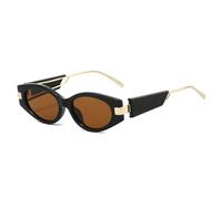 TYUVIVO Lunettes de soleil rétro œil de chat pour femmes, branches larges, style tendance et populaire pour hommes, protection UV400 (noir et marron)