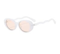 TYUVIVO Lunettes de soleil rétro ovales de petite taille pour femmes et hommes, verres de luxe UV400 (blanc)