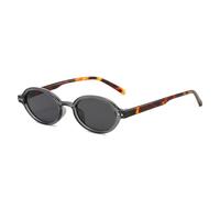 TYUVIVO Lunettes de soleil rétro ovales petites pour femmes, monture contrastée, style léopard, protection UV400 (léopard gris)