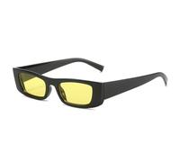TYUVIVO Lunettes de soleil rétro rectangulaires petites, couleur gelée, dégradé UV400, mode femme (noir et jaune)