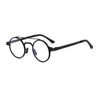 TYUVIVO Lunettes de soleil rondes rétro en métal à double pont pour hommes, monture punk à verres transparents UV400, style punk (noir transparent)