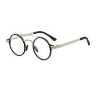 TYUVIVO Lunettes de soleil rondes rétro en métal à double pont pour hommes, protection UV400, monture punk à verres transparents, style rétro (noir, argent, transparent)