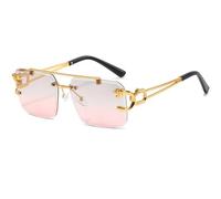TYUVIVO Lunettes de Soleil sans Monture léopard en métal de Mode Femmes Hommes de Luxe Lunettes de Soleil Double Faisceau Nuances UV400, Gris Rose, Taille Unique