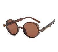 TYUVIVO Lunettes de soleil Steampunk en métal hommes femmes lunettes rondes de mode Vintage soleil, thé thé, taille unique