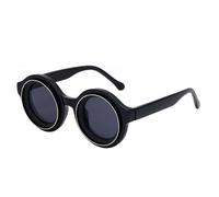 TYUVIVO Lunettes de soleil Steampunk rondes à petite monture pour hommes, lunettes punk de luxe pour hommes, lunettes vintage UV400, C1BlackGoldGray, taille unique