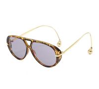 TYUVIVO Lunettes de soleil surdimensionnées de luxe pour femmes et hommes, style punk vintage populaire à double pont (violet léopard)