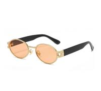 TYUVIVO Lunettes de soleil tendance couleur bonbon pour femmes, style rétro punk ovale, en métal, protection UV400 (orange doré)