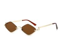 TYUVIVO Lunettes de soleil tendance en forme de losange pour homme et femme, verres tendance, monture en métal, style décontracté, UV400, C3, taille unique