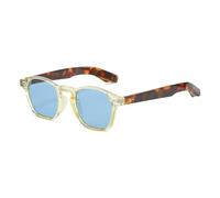TYUVIVO Lunettes de soleil tendance, petites et irrégulières, style rétro, rondes, verres transparents, verres océan, UV400, pour hommes (jaune et bleu)