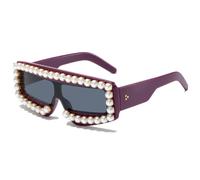 TYUVIVO Lunettes de soleil uniques à dessus plat et perles pour hommes, surdimensionnées et rétro (C2)
